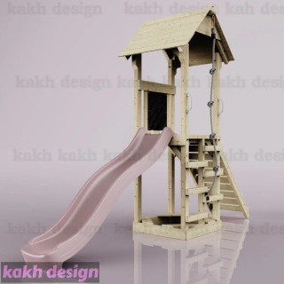 برج چوبی با سرسره بازی کودکان کد 8