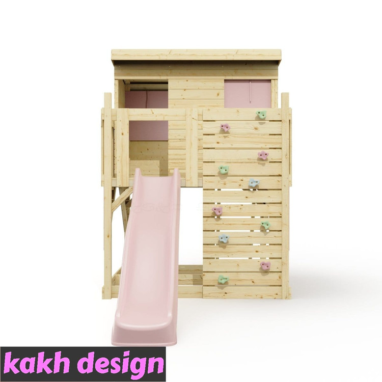 خانه بازی جنگلی چوبی سقف شیب دار کد 01