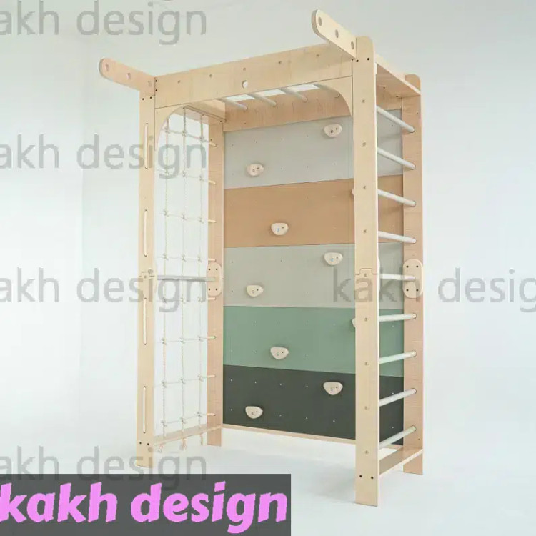 مجموعه بازی مونتهسوری نردبان سوئدی - مانکی بار - طناب نوردی و صخره نوردی