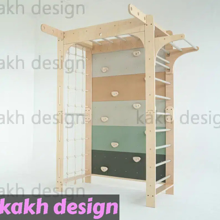 مجموعه بازی مونتهسوری نردبان سوئدی - مانکی بار - طناب نوردی و صخره نوردی